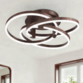 Maxax 23.5' Led Ceiling Light Fixture, Modern 3 Rings Flush Mount Chandelier, Close to Ceiling Lamp for Bedroom Living Room Dining Room Kitchen, ETL Listed, Walnut Color