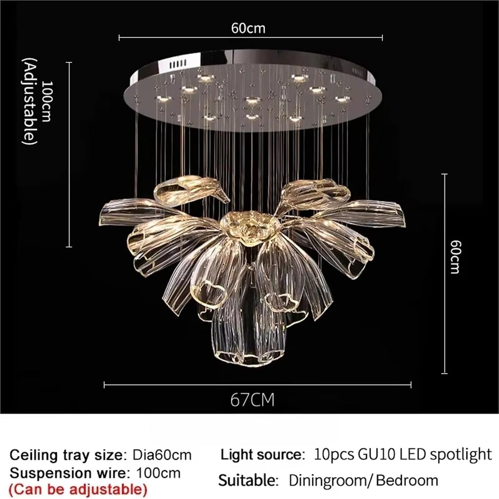 Modern Luxury Crystal LED Chandelier, Living Room, Dining Room, Hotel Lobby, Villa, Glass, Gold and Silver Luster Decorative Lighting fixtures,for Living Room