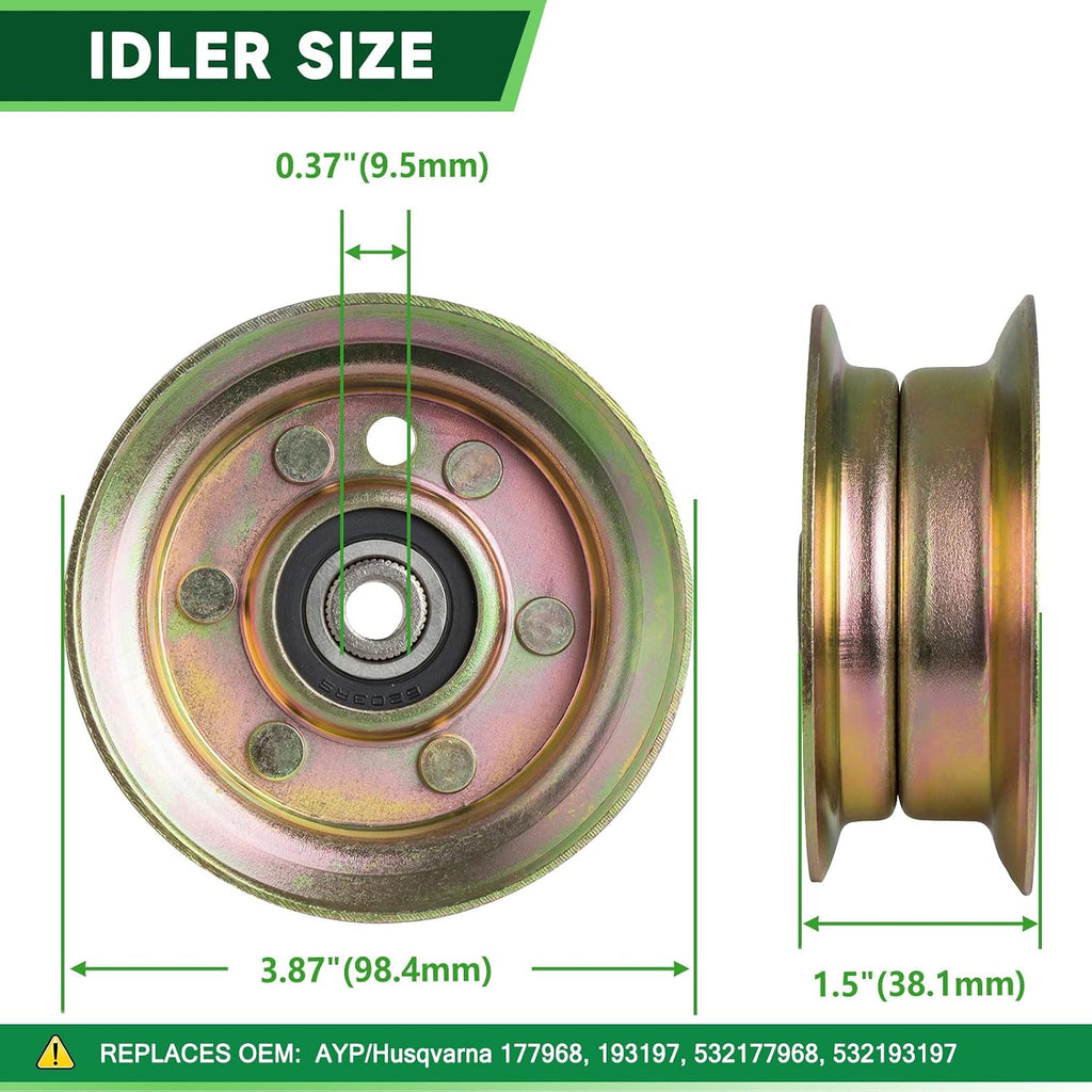 48 inch Deck Rebuild Kit for Husqvarna 2748GLS 2448T YTH2348 Includes 3 Spindle 532187292 3 Blade 21547939 2 Idler 177968 2 Idler 196104 2 Idler 196106
