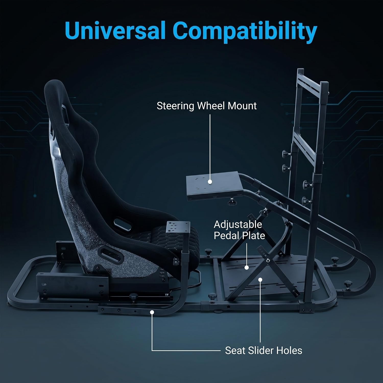 Racing Simulator Cockpit with Monitor Mount and Stronger Fiberglass Back Mesh Fabric Bucket Seat, Racing Wheel Stand Compatible with Fanatec, Thrustmaster, Logitech, Moza Racing Games on PS5, PS4, Xbox and PC