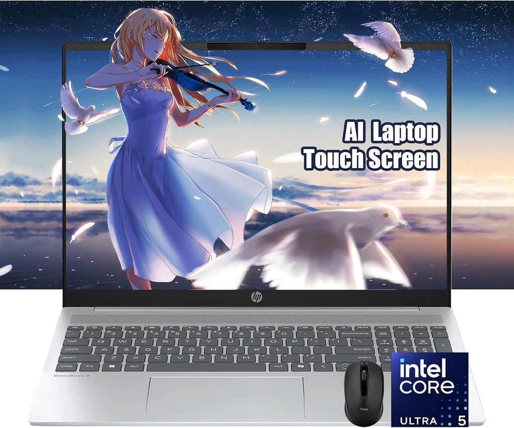 HP OmniBook 5 16' 2K Touchscreen Laptop | Intel Core Ultra 5 225U(Beats i7-1355U) | 16GB LPDDR5x RAM, 1TB SSD | Backlit KB, Fast Charge, Win11, Copilot PC | Portatil Work Business College | w/Mouse