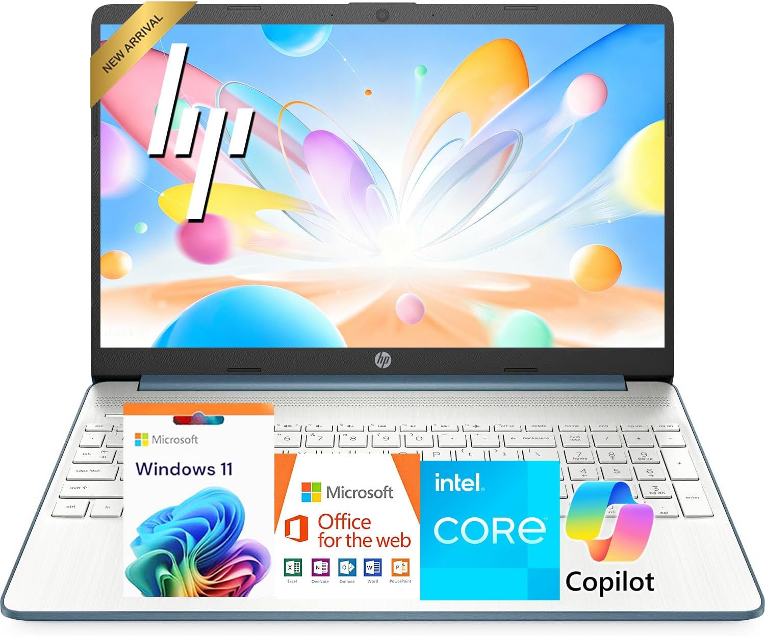 HP 15.6' HD Laptop • Intel 4-Core Processor • 128GB PCIe SSD • Intel Integrated • Fast Charge • 7.5H Battery • SD Card Reader • Wi-Fi 6 • Win 11 • for Multitasking Work & Study