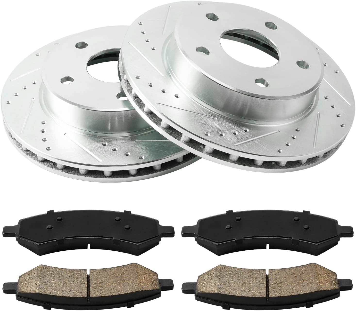 KAX Front Brake Kit for Dodge Dakota 2005-2010, Mitsubishi Raider 2006-2009, Ram Dakota 2011, 12.28inch Brake Rotors Pads Kit, #53025+D1084 Front Brakes