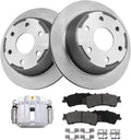 Detroit Axle - 325mm Rear Disc Rotors Brake Pads + Left Brake Caliper Replacement for Sierra Silverado 1500 Astro Tahoe Safari Yukon - 5pc Set