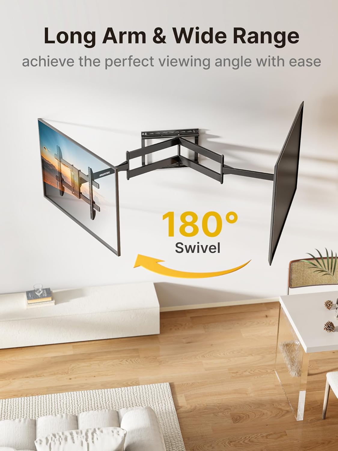 monTEK Long Arm TV Wall Mount for Most 43-80 Inch TVs, 42 Inch Long Extension TV Mount Swivel and Tilt, Full Motion Wall Mount Tv Bracket Fit Max VESA 600 x 400mm, Up to 110 lbs, 16',18' Studs