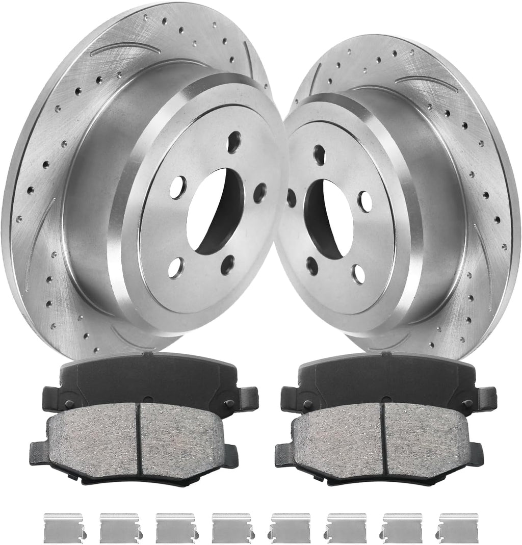 Rear Brake Kit, Brake Rotors and Brake Pads Compatible with 2008-2012 Jeep Liberty, 2007-2011 Dodge Nitro|Automotive Replacement Brake Kit|316mm(12.4in)|53044 & D1274-8390|Rear Brake Rotors