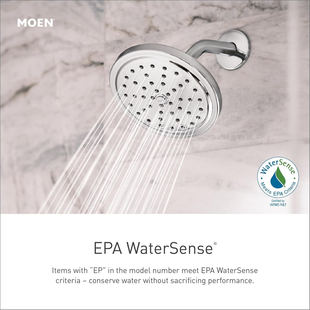 Moen S6345EP Velocity Eco-Performance Two-Function 8-1/2' Diameter Spray Rainshower Showerhead, Chrome