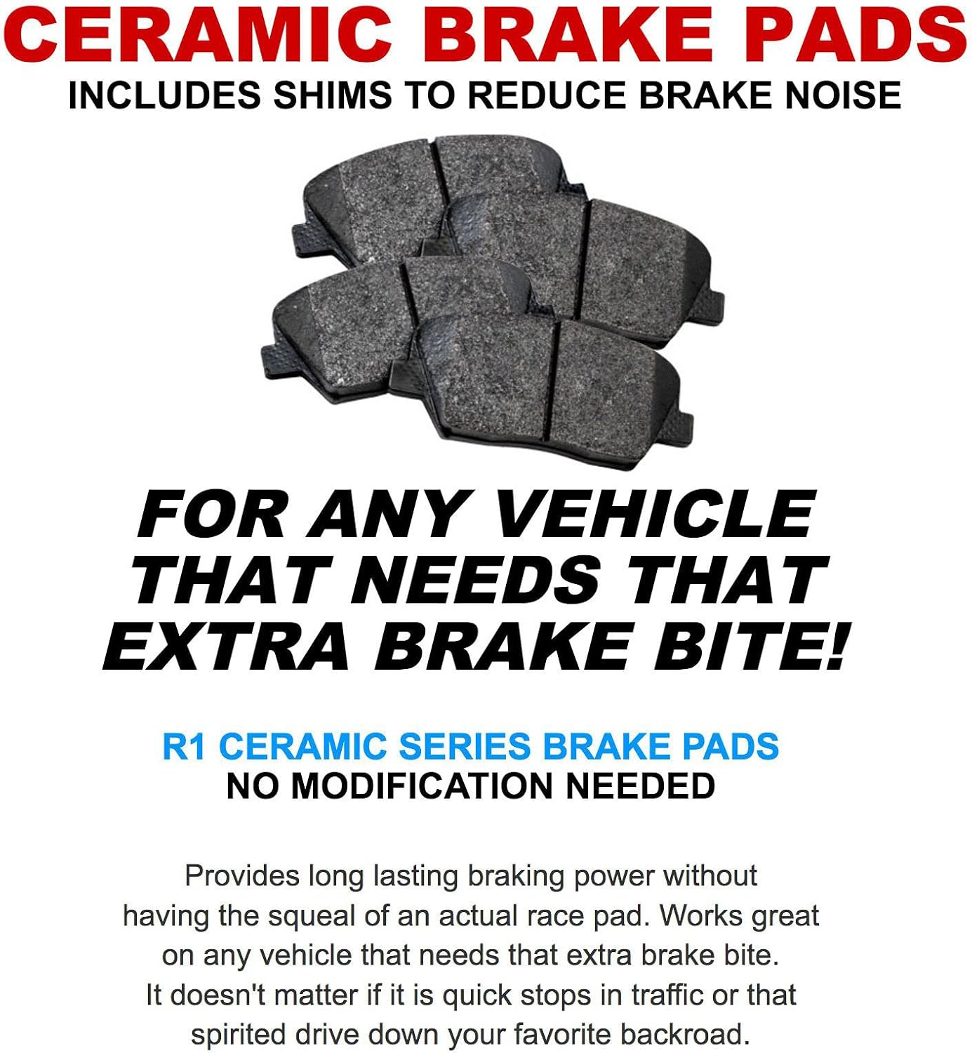 R1 Concepts Front and Rear Brake Kit Fits 2011-2019 Chevrolet Silverado, GMC Sierra; 2016-2019 Chevrolet Suburban| Ceramic Pads, Drilled Slotted Rotors| Hardware| 14.0' Front & 14.2' Rear