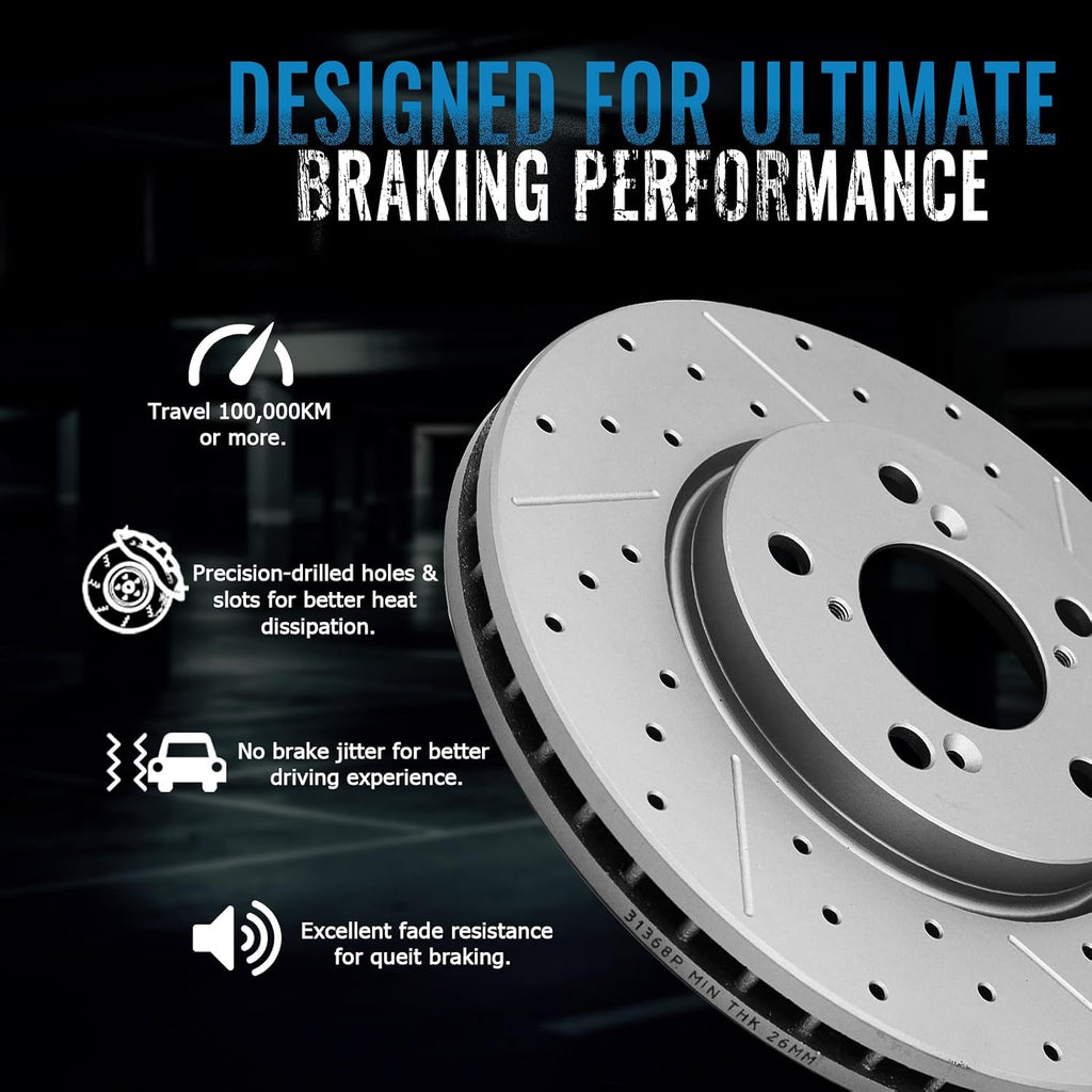 Front and Rear Brake Kit Compatible With Chevy Silverado 1500, GMC Sierra 1500 1999-2006, Tahoe, Yukon 2000-2001, Astro, Safari 2003-2005, 11.99inch & 12.79inch Rotor