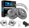 TRQ Rear Brake Pad and Rotor Set Ceramic Rotors Calipers Hoses Compatible with 2010-2013 Lexus IS250