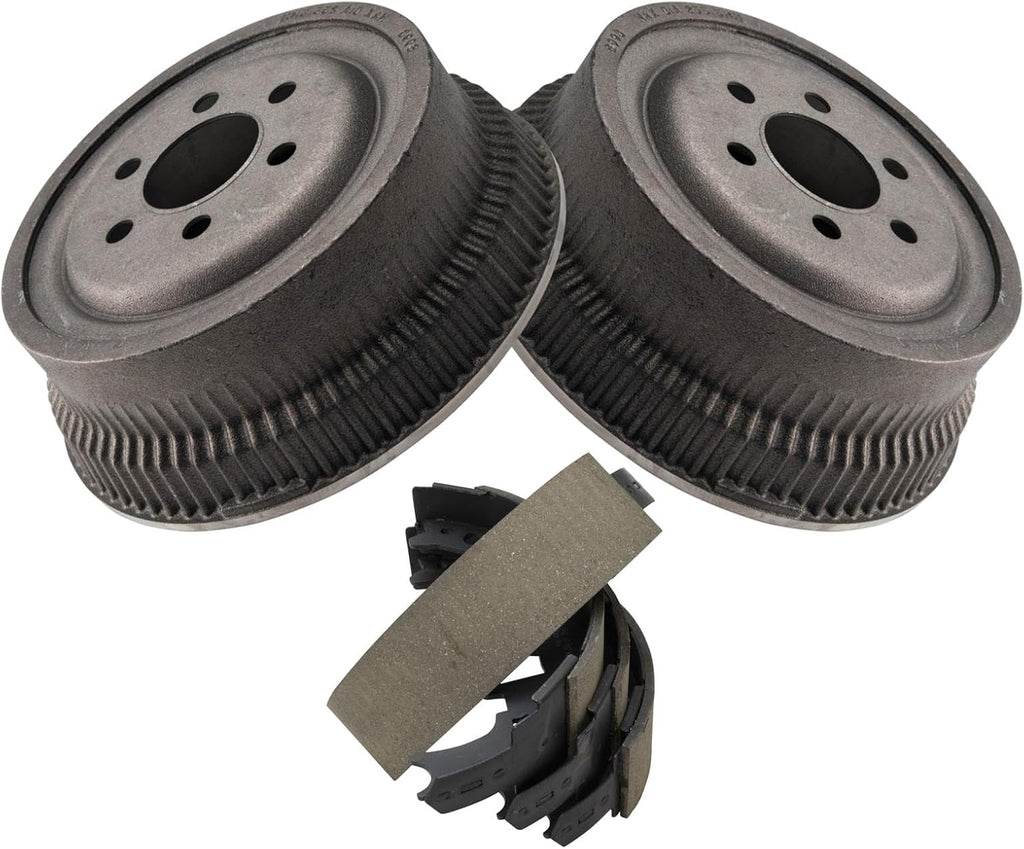 TRQ Rear Brake Shoe Pad & 10 Inch Brake Drum Pair Set Kit LH & RH Compatible with Dakota