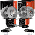 A-Premium Front Vented and Rear Solid Disc Brake Rotors + Ceramic Pads Kit Compatible with Select Honda Models - Pilot 2003 2004 2005 2006 2007 2008, 12-PC Set
