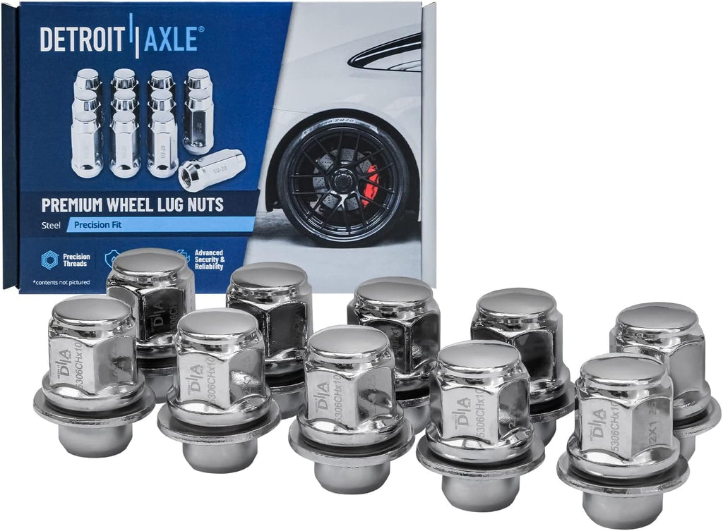 Detroit Axle - Front Disc Brake Rotors & Ceramic Brake Pads +10pc Wheel Lug Nuts Replacement for 2007-2013 Nissan Altima - 6pc Set