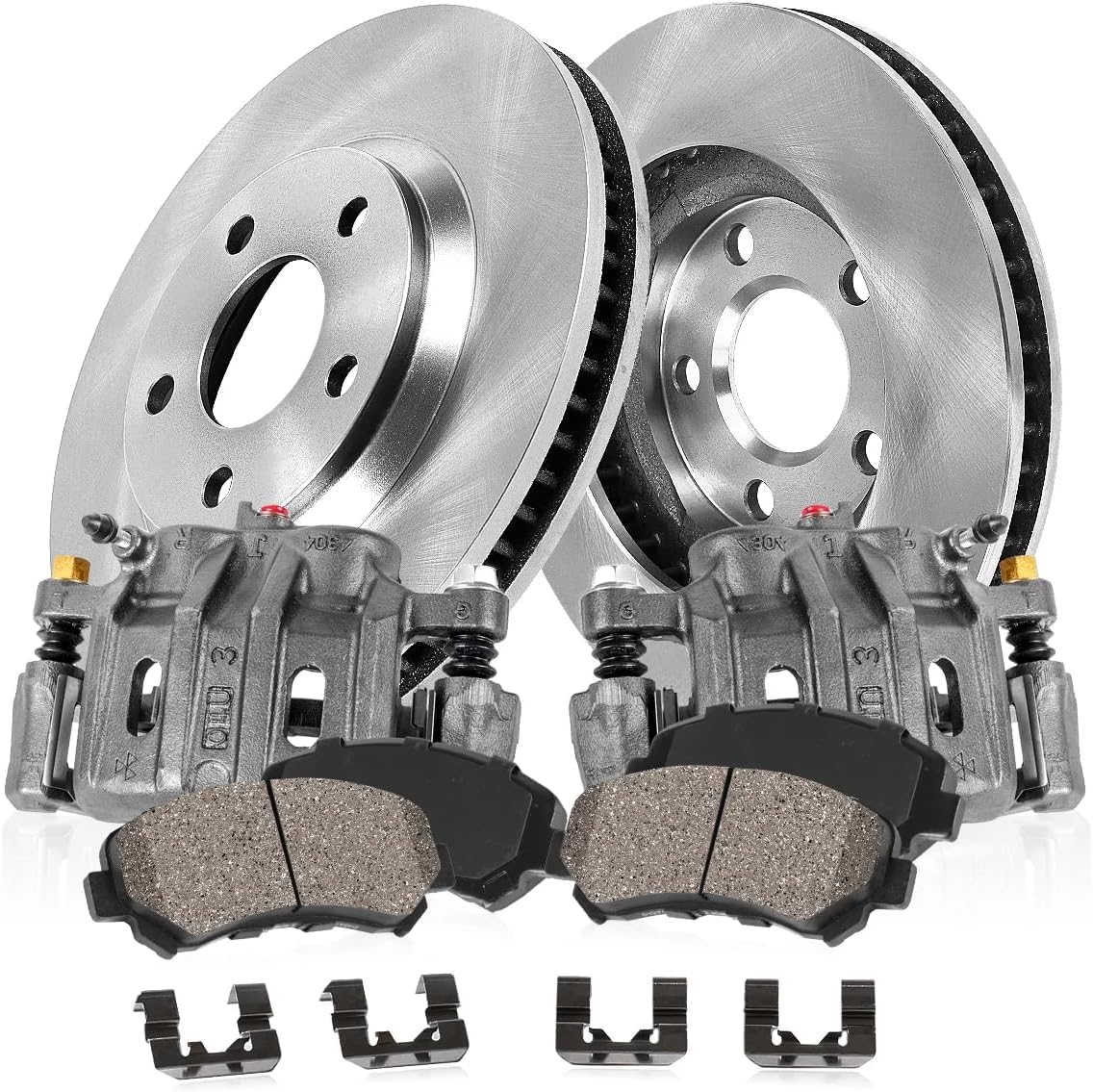 Callahan Brake Parts Front Brake Kit For Cadillac DeVille 2000-05 |Chevrolet Avalanche 2500 2002-06 |Express 2500 2003-20 - Disc Rotors with Ceramic Brake Pads + OE Calipers, EBYK027537
