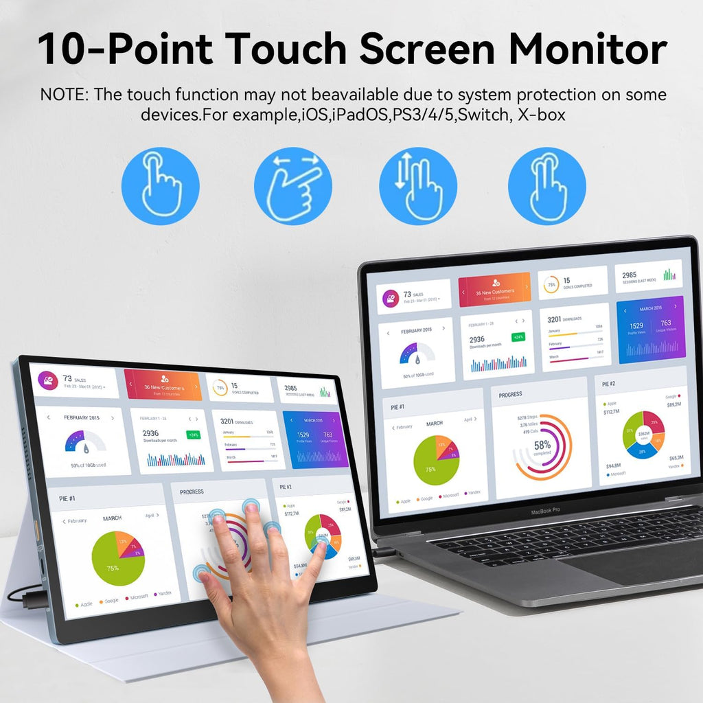 Showscreen 10.5' OLED 2.5K Portable Touch Monitor, 100% DCI-P3, for Windows Android Switch