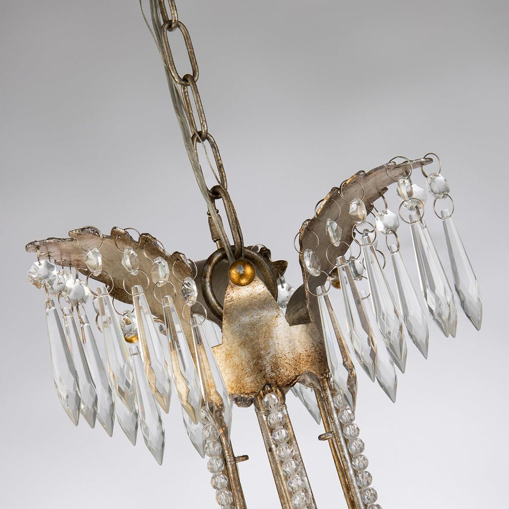 3-light Empire Metal Mini Chandelier in Distressed Silver and Gold