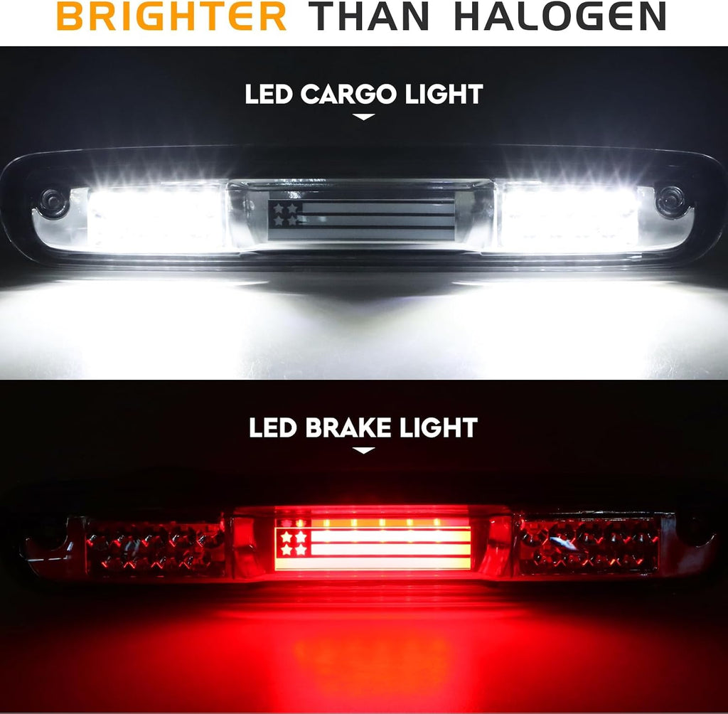 LED Tail Light + 3rd Brake Light Assembly for Chevy Chevrolet Silverado 1500 2500 HD 3500 HD 2007-2014, for GMC Sierra 3500 HD 2008-2014 with Dual Wheel Only, Smoke Lens 3Pcs