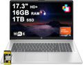 HP 17 Business Laptop 17.3' HD+ Touchscreen AMD 6-core Ryzen 5 7430U (Beats i7-1255U) 16GB RAM 1TB SSD Type-C Fast Charge Long-Lasting Battery Win11 ICP Hub
