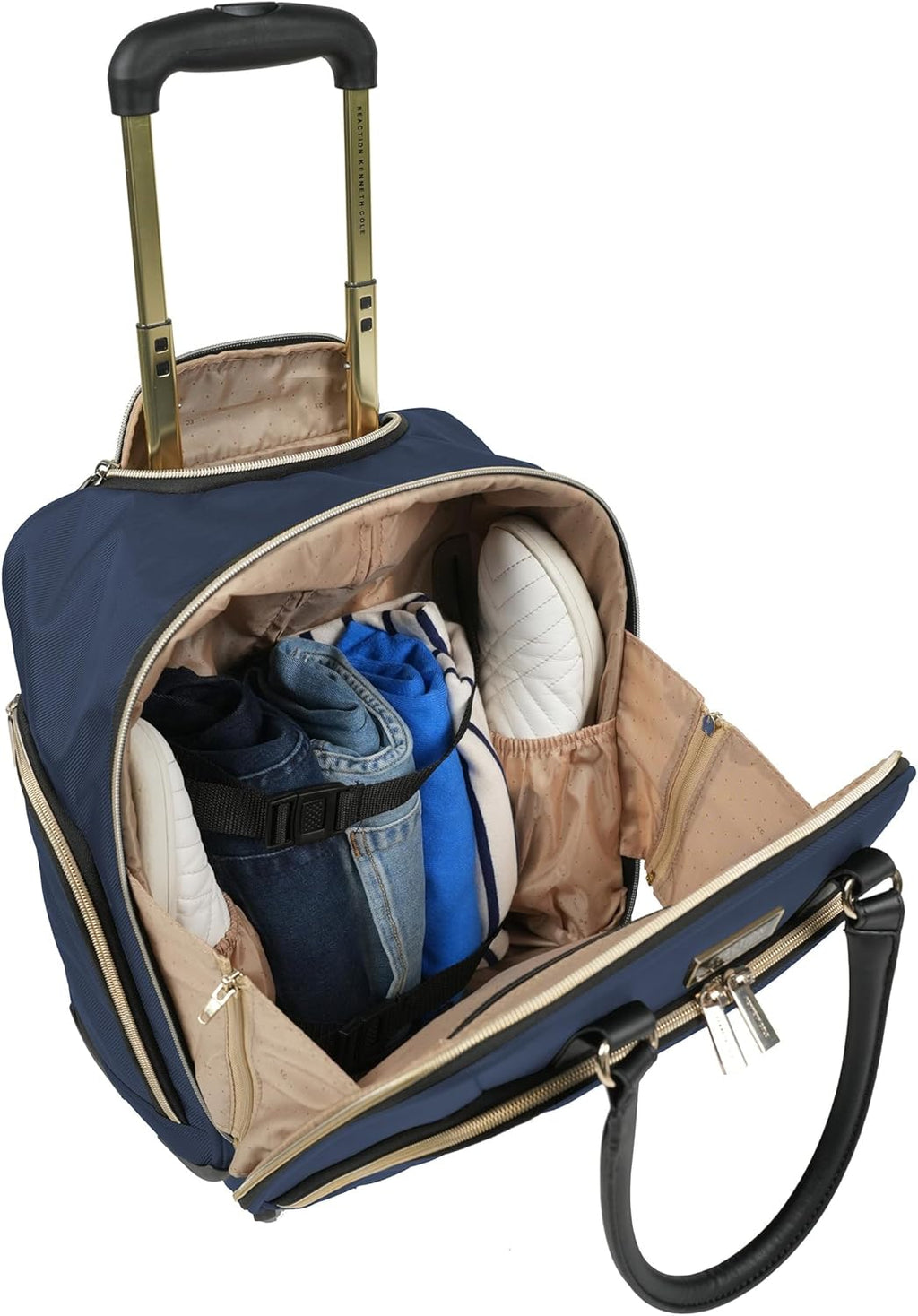 Kenneth Cole REACTION Chelsea 2-Piece Bundle - 17' 4-Wheel Spinner Underseat Carry-On Luggage & Matching 15' Laptop Backpack, Navy