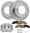 Detroit Axle - 4WD Front 5pc Brake Kit for 99-04 F-250 F-350 Super Duty, 00-05 Ford Excursion, 13.03'' inch Disc Brake Rotors Ceramic Brake Pads Brake Caliper 2000 2001 2002 2003 2004 Replacement