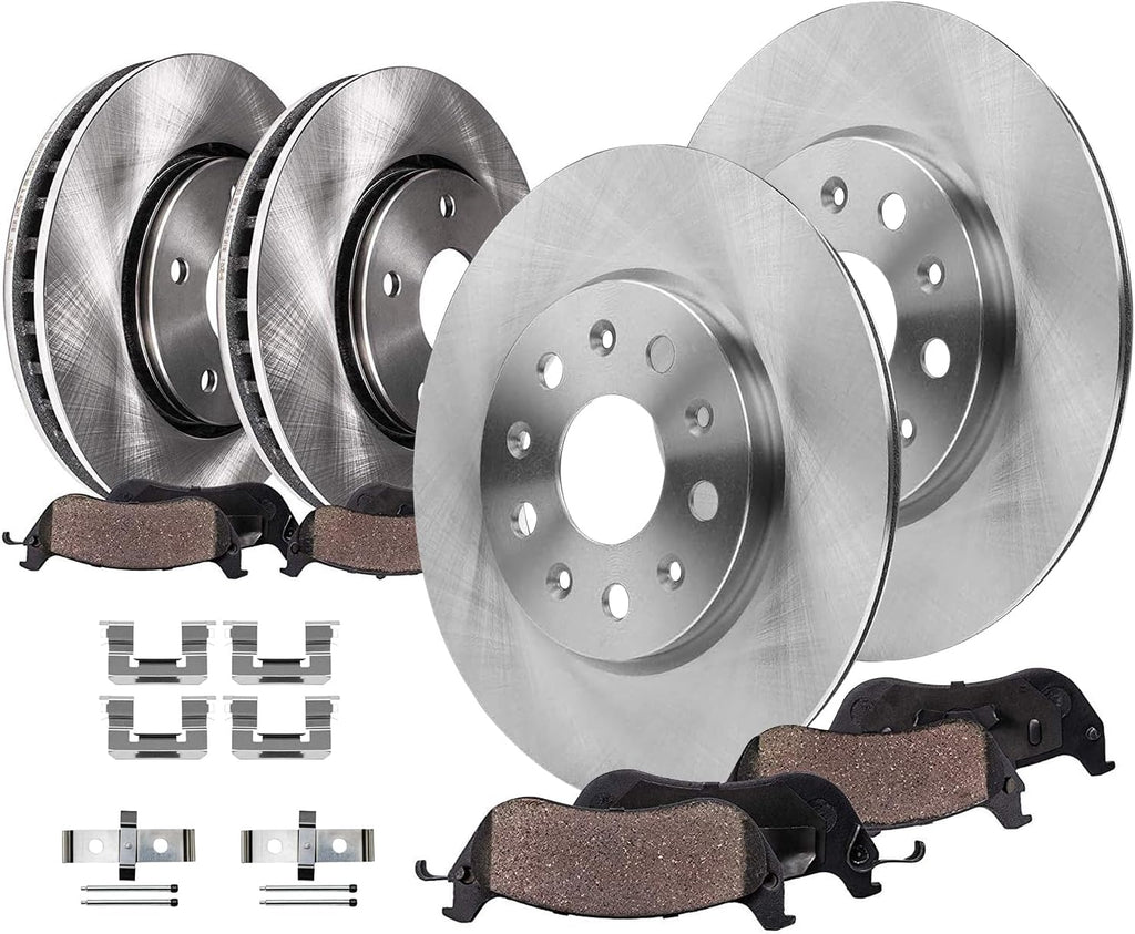 Detroit Axle - 8pc Brake Kit for 2015-2019 Cadillac ATS, 12.64' inch Front and 12.40' inch Rear Disc Brake Rotors Ceramic Brakes Pads with Hardware 2016 2017 2018 Replacement