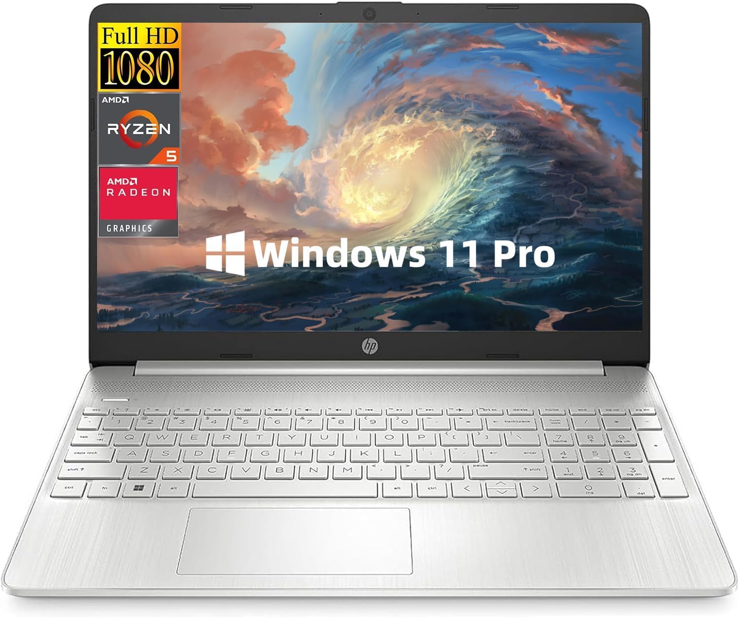HP 2024 15.6' Business Laptop, AMD Ryzen 5 5500U Processor, 16GB RAM, 512GB SSD, AMD Radeon Graphics, Micro-Edge & Anti-Glare Screen, Thin & Portable, Long Battery Life, Windows 11 Pro