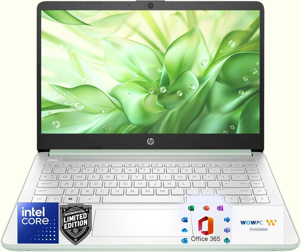 HP Willow Green Ultrabook Laptop with Copilot AI • 2026 Edition • Latest Intel 4-Core N150 CPU • 4GB RAM • 128GB SSD + 1TB Cloud Storage • Microsoft 365 • Windows 11 • Portable Student Laptop