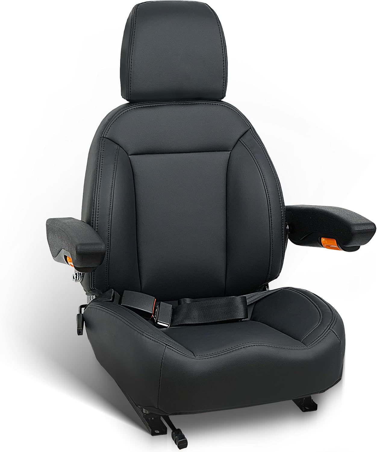 Universal Zero Turn Mower Seat,Forklift Tractor Seat with Safety Seatbelt,Micro Switch,Adjustable Backrest,Headrest Armrests Fits Zero Turn Seat Skid Steer Loader Dozer Telehandler(Black)