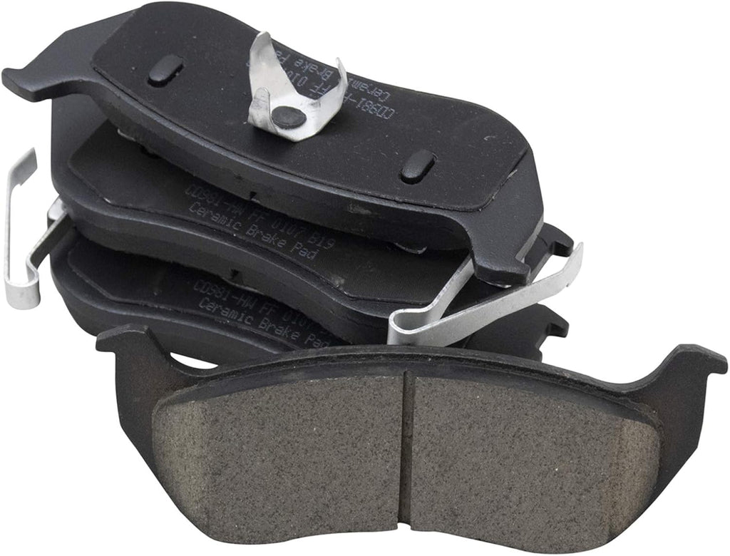 TRQ Rear Brake Pad and Rotor Set Ceramic Rotors Calipers Hoses Compatible with 2006-2007 Jeep Liberty