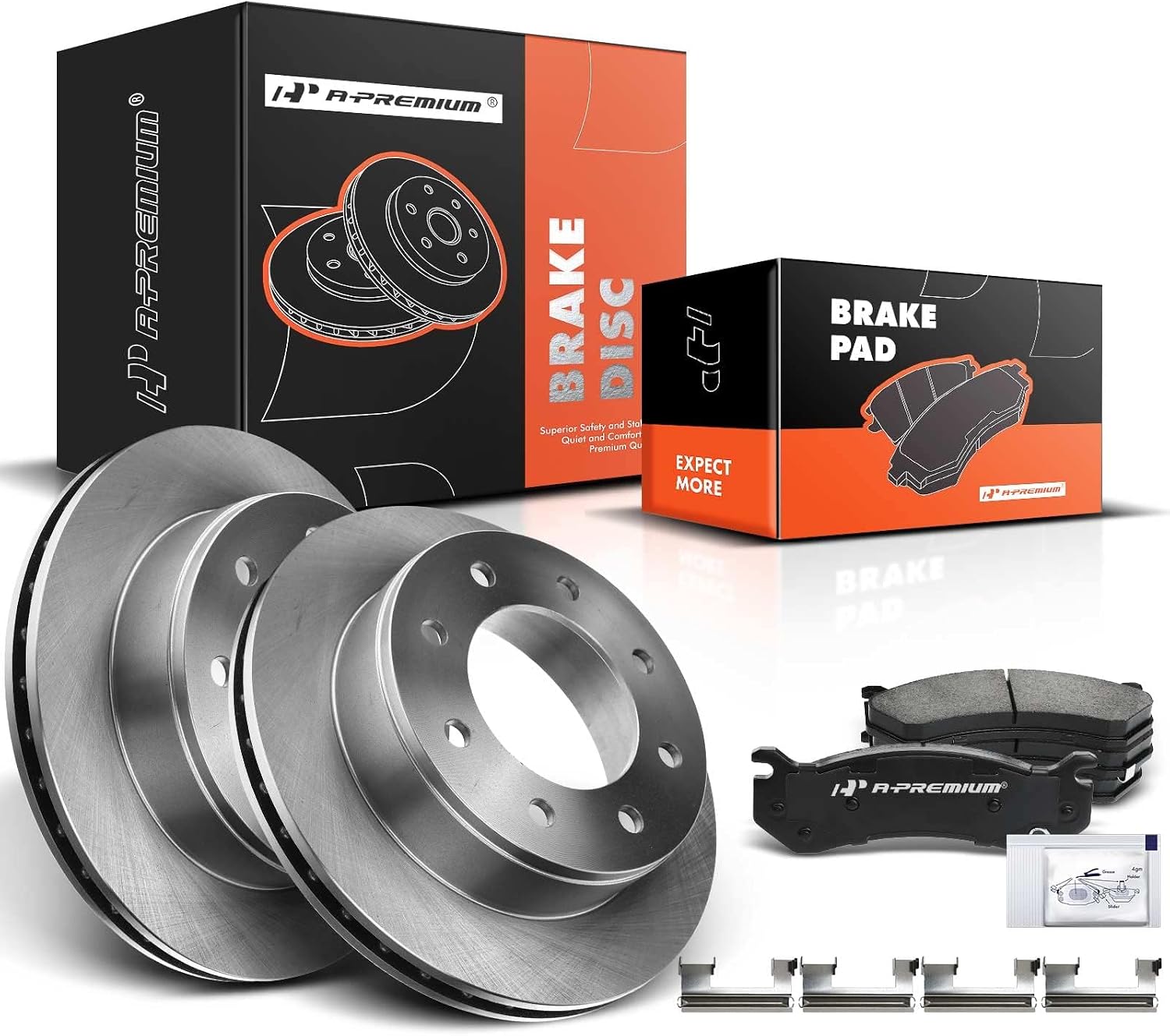 A-Premium 12.99 inch (330mm) Rear Vented Disc Brake Rotors + Ceramic Pads Kit Compatible with Select Chevy, GMC and Hummer Models - Silverado 1500 HD, 2500, Suburban, Sierra 1500, Yukon XL 2500, H2
