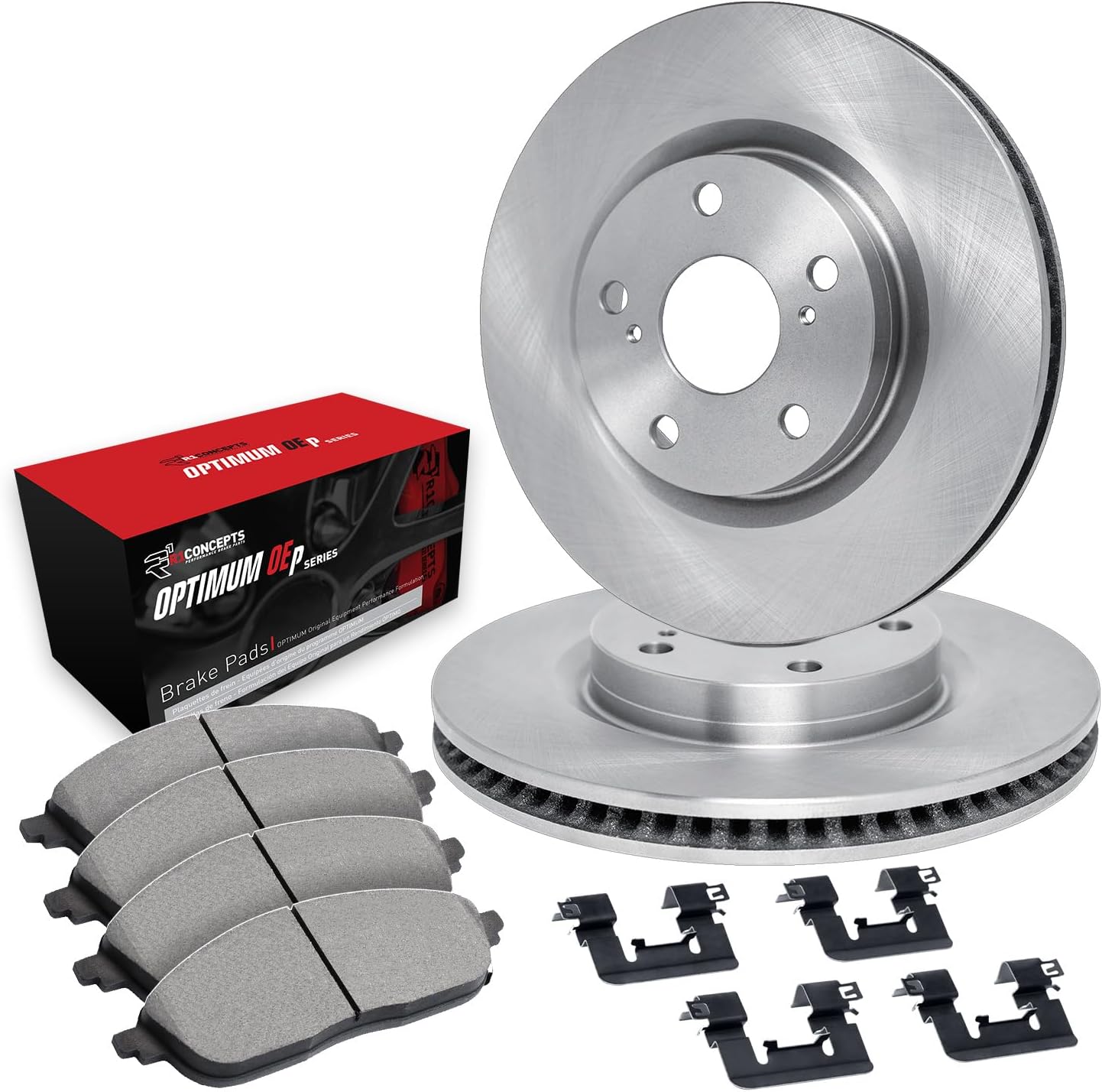 R1 Concepts Rear Brake Kit Fits 2005-2009 Land Rover LR3; 2010-2016 Land Rover LR4; 2006-2009 Land Rover Range Rover| Optimum Oep Pads, Blank Rotors| Hardware| 13.8' Rear