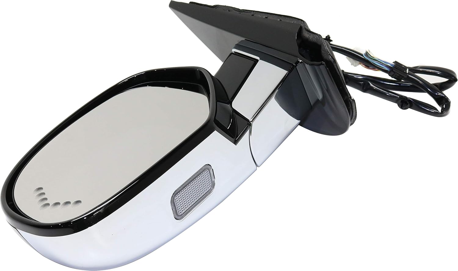 Kool Vue Driver Side Power Heated Mirror, Fits Cadillac Escalade ESV 2007-2014, Side Mirror Replacement, Power Fold With Signal Light, Without Blind Spot Monitor, Chrome