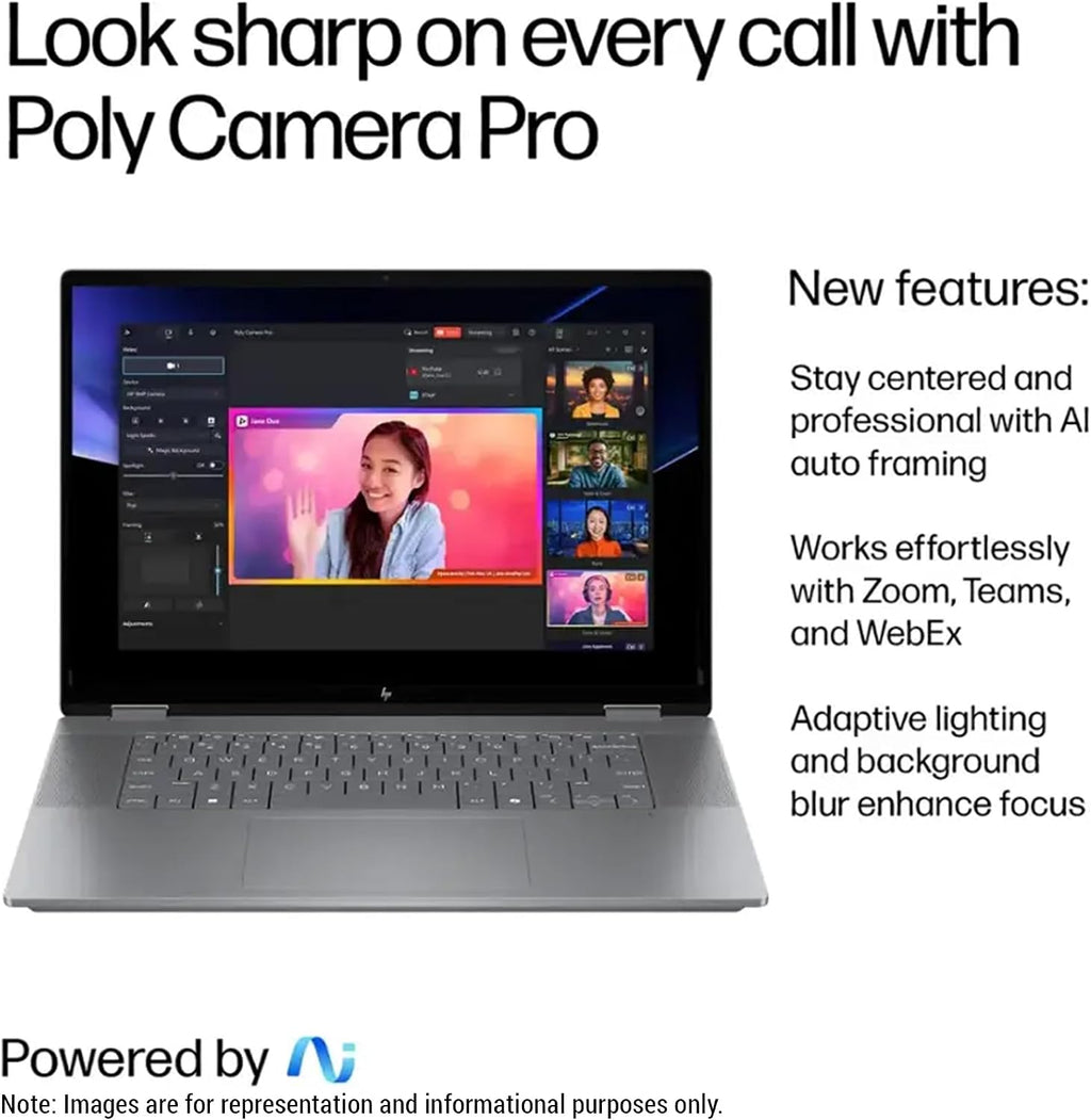 HP OmniBook X Flip 2-in-1 Copilot+ Laptop, AMD Ryzen AI 7-350, 24 GB LPDDR5x RAM, 4 TB PCIe SSD, 16' 2K (1920x1200) Touchscreen, AMD Radeon 860M, Backlit Keyboard, W11 Pro, Meteor Silver