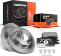 A-Premium 11.89 in (302mm) Rear Solid Disc Brake Rotors + Ceramic Pads kit Compatible with Select Chrysler, Dodge, Jeep & Mitsubishi Models - 200, Sebring, Caliber, Compass, Patriot, Lancer, Outlander