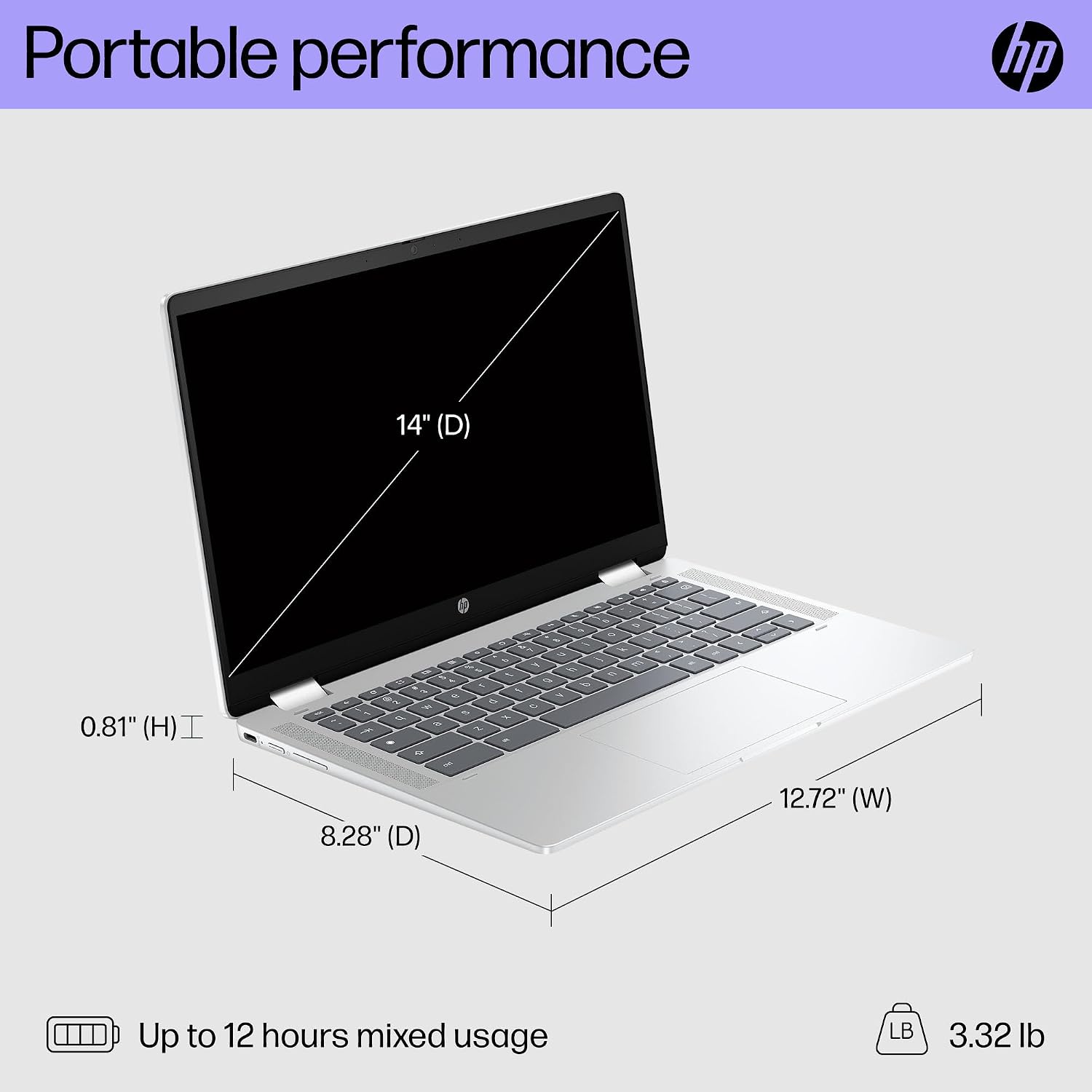 HP Chromebook x360 14 inch Laptop, HD Touchscreen, Intel Processor N100, 4 GB RAM, 64 GB eMMC, Intel UHD Graphics, Chrome OS, 14b-cd0000nr (2024)