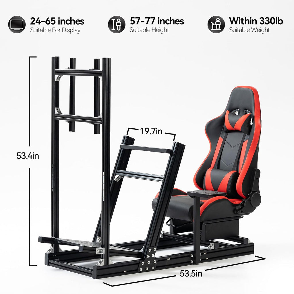 Marada 8040 Aluminum Profile Racing Simulator Cockpit,Fit For Fanatec,for Thrustmaster, for Moza, for Logitech g29 g920, Sim Racing Cockpit with Monitor Mount and Seat, Excluding Electronic Devices