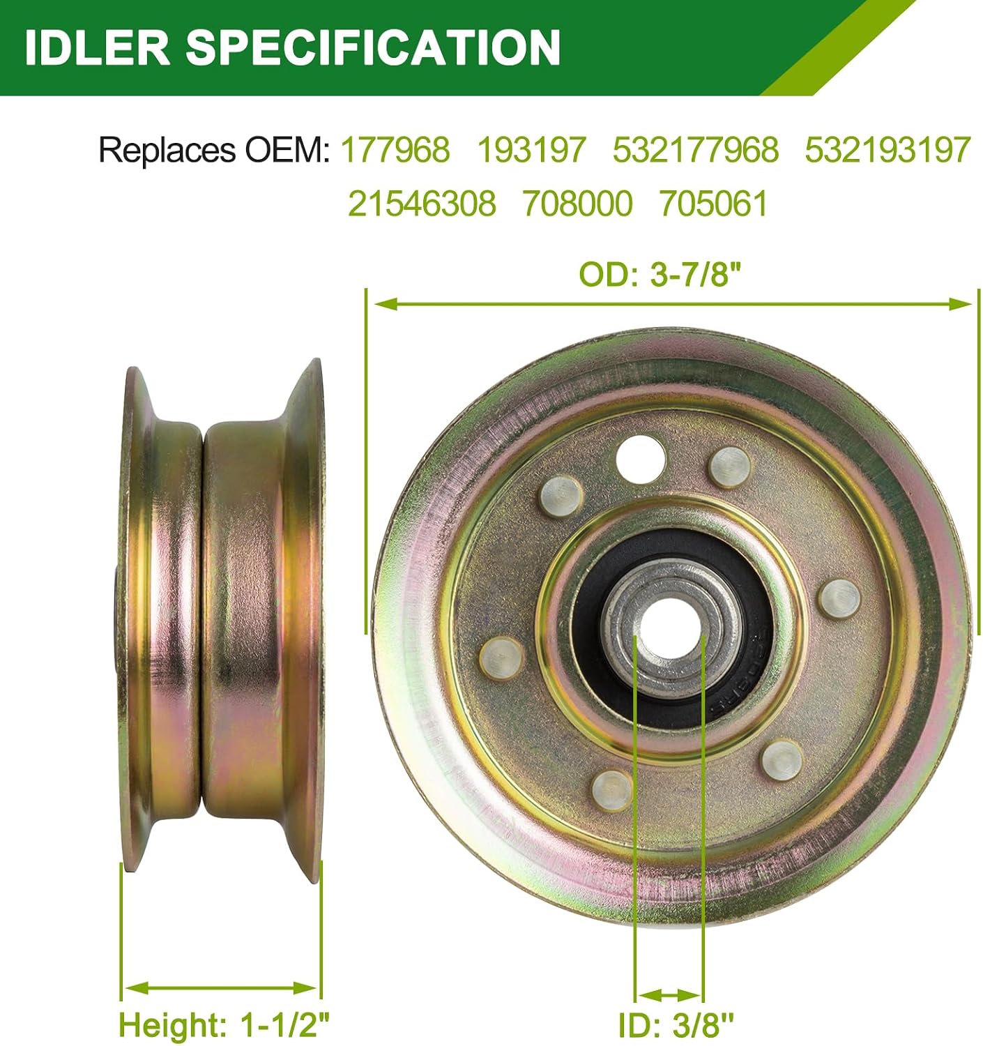 48 Inch Mower Deck Rebuild Kit - Fits Hu sqvarna YTH2348 YTH23V48 YTH1848XPT YTH22K48 YTH23K48 Poulan PB22H48, 3 Spindles(187292)+3 Blades(173921)+3 Idlers(177968,196104,196106)+1 Belt(197242)