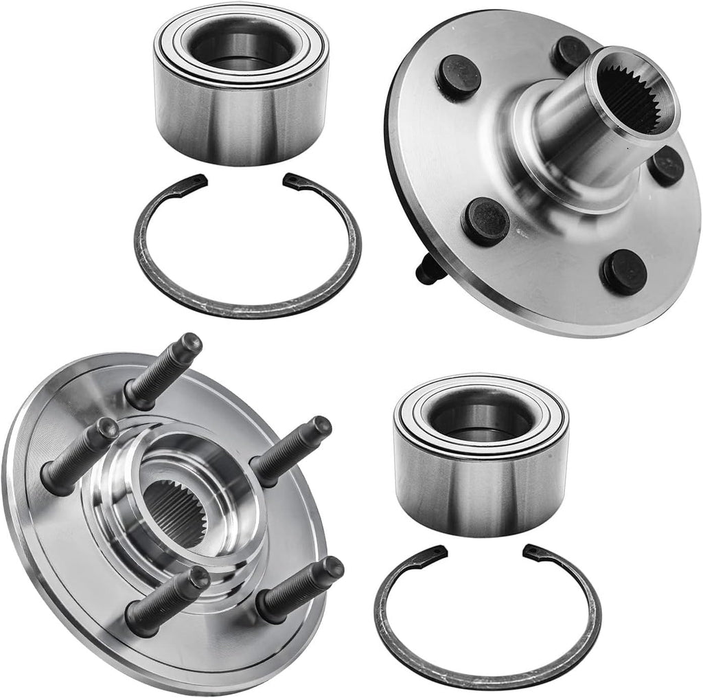 Detroit Axle - Rear Wheel Bearing Hubs Brake Kit for 2002-2005 Ford Explorer Mercury Mountaineer 2003 2004, Disc Brake Rotors Ceramic Brake Pads Wheel Bearing Hubs Replacement [11.85 inch Rotors]