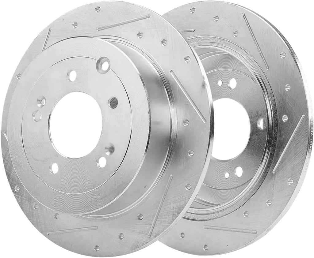 Detroit Axle - 10pc Brake Kit for 2017 2018 2019 2020 2021 2022 Kia Sportage, Drilled and Slotted Disc Brake Rotors Ceramic Brakes Pads Replacement : 12.60' inch Front and 11.89' inch Rear Rotor