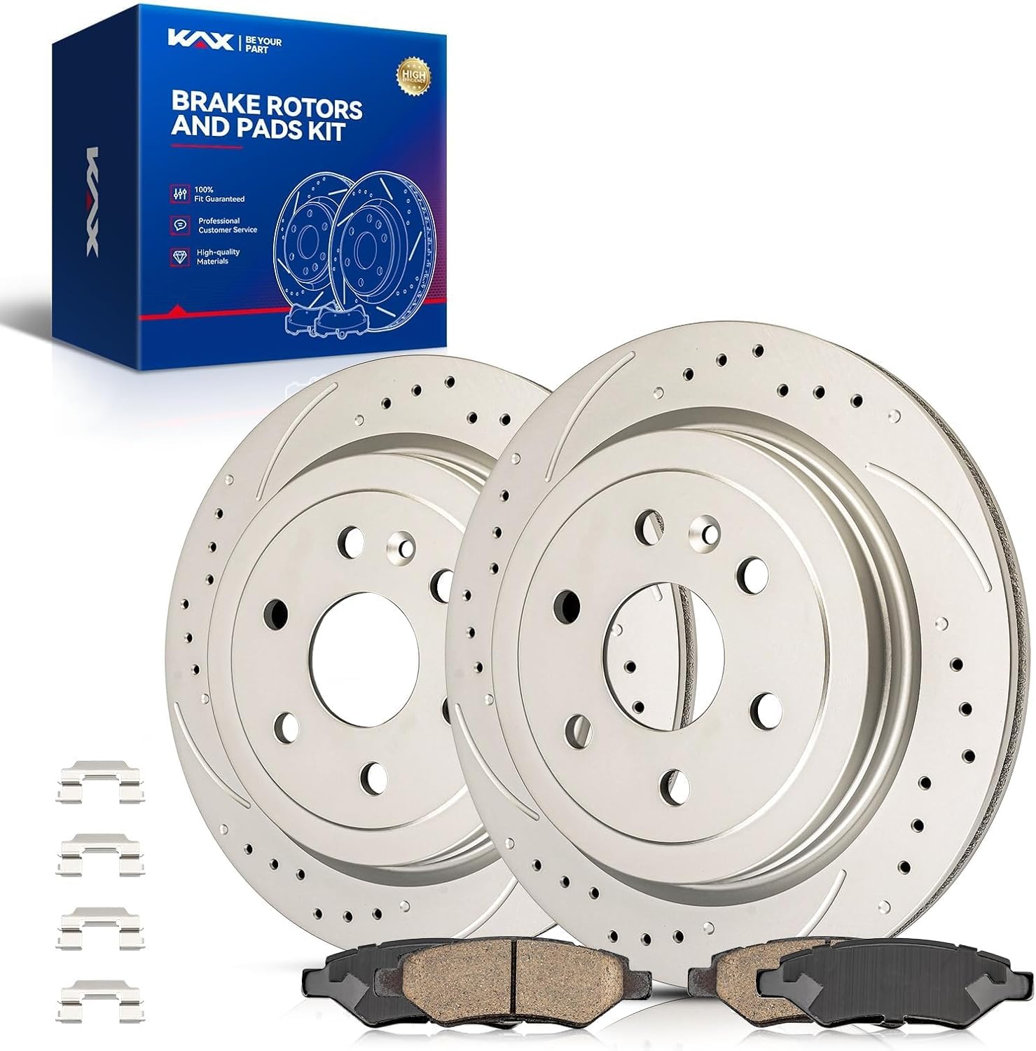 KAX Rear Brake Kit Fit for Cadillac SRX 2010-2016, Saab 9-4X 2011, 12.4inch | Brake Rotors Pads Kit, #55176+D1337 Rear Brakes
