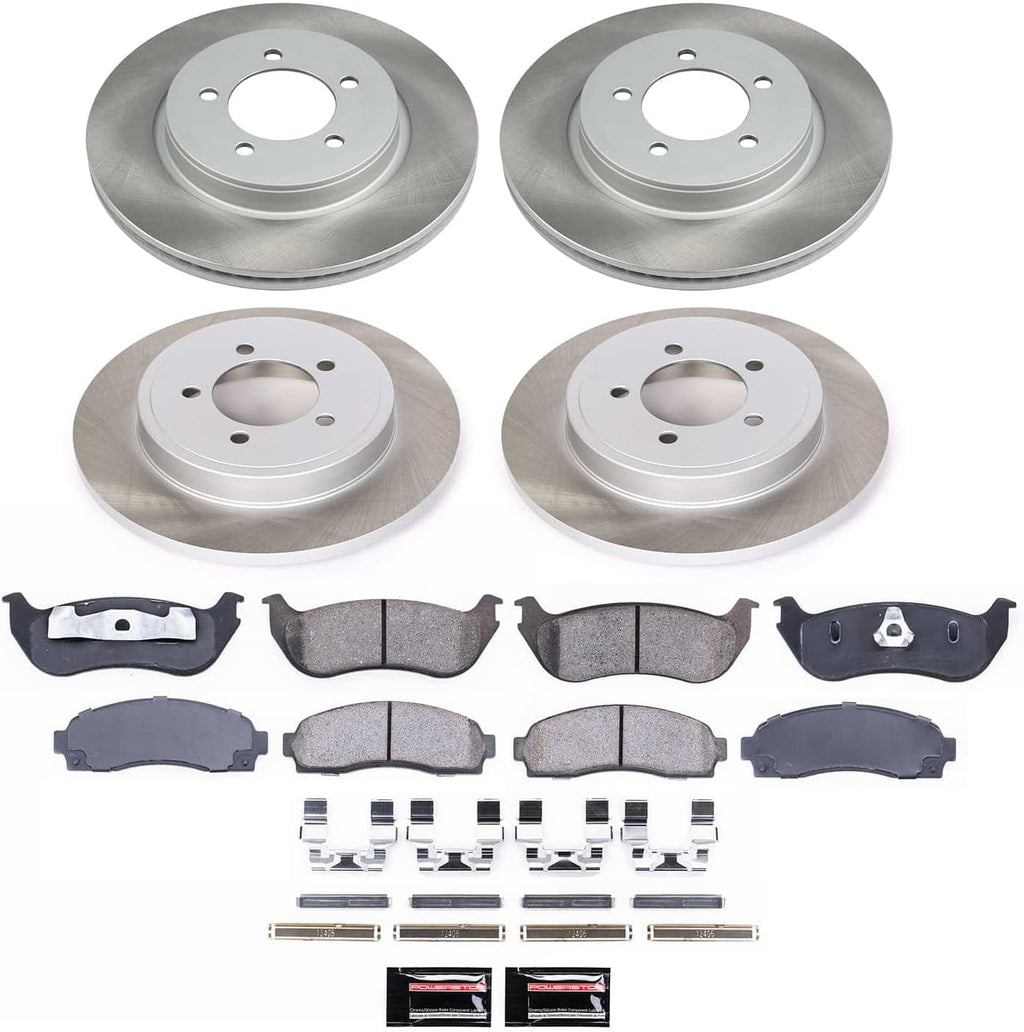 PowerStop Front and Rear Brake Kit for Ford Explorer 2002-05 | Mercury Mountaineer 2002-05 - Ceramic Brake Pads + Semi Coated Rotors Replacement, SC2722