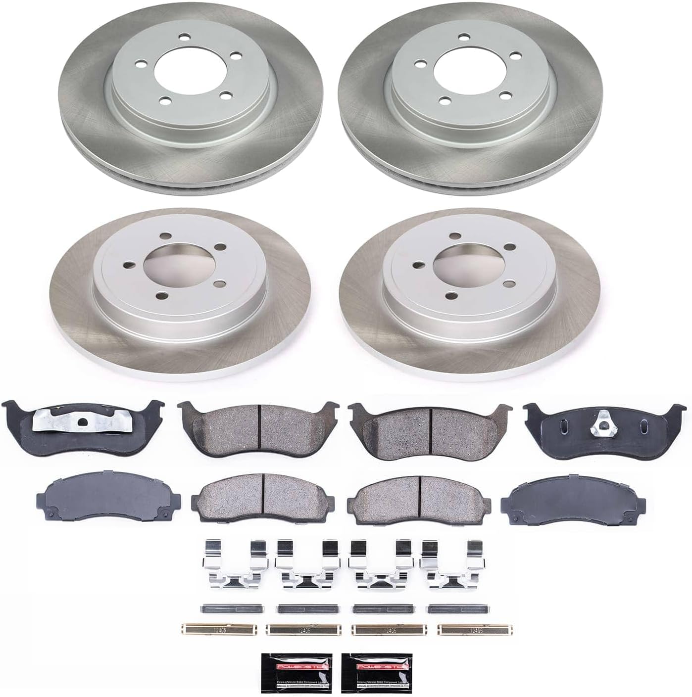 PowerStop Front and Rear Brake Kit for Ford Explorer 2002-05 | Mercury Mountaineer 2002-05 - Ceramic Brake Pads + Semi Coated Rotors Replacement, SC2722