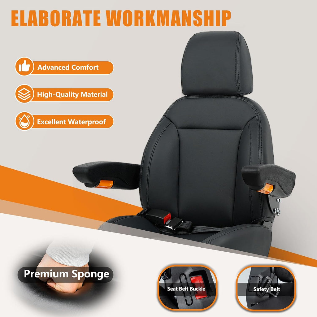 Universal Zero Turn Mower Seat,Forklift Tractor Seat with Safety Seatbelt,Micro Switch,Adjustable Backrest,Headrest Armrests Fits Zero Turn Seat Skid Steer Loader Dozer Telehandler(Black)