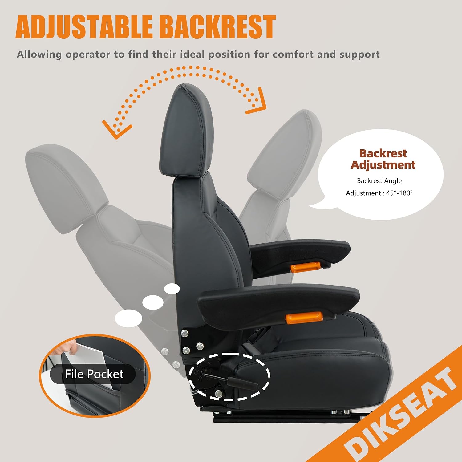 Universal Zero Turn Mower Seat,Forklift Tractor Seat with Safety Seatbelt,Micro Switch,Adjustable Backrest,Headrest Armrests Fits Zero Turn Seat Skid Steer Loader Dozer Telehandler(Black)