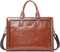 BOSTANTEN Women Genuine Leather Briefcase Tote Business Vintage Handbag 15.6' Laptop Shoulder Bag Brown