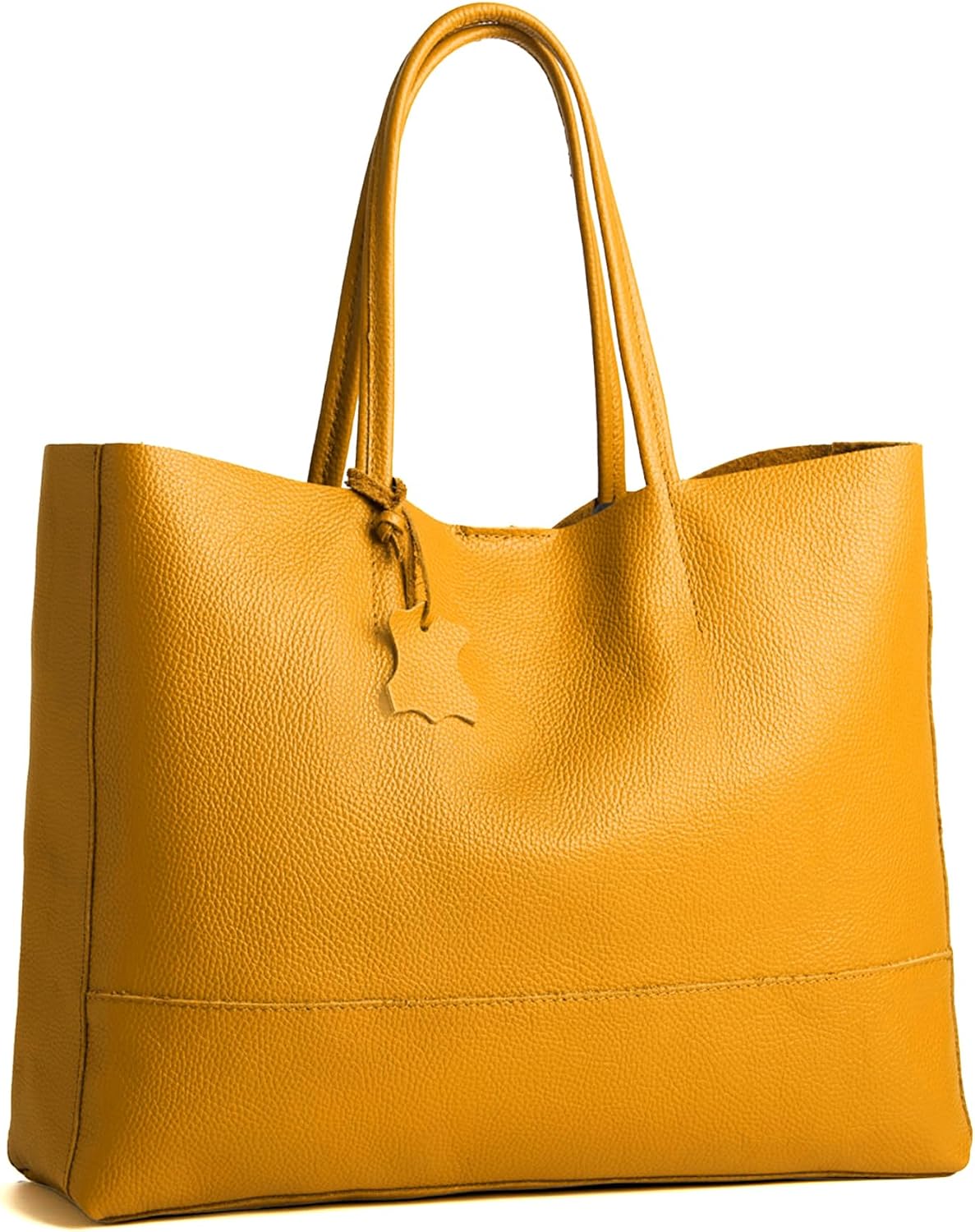Italian Leather Tote Bag for Women - Large Shoulder Shopper, Fits 16' Laptop, Keychain Holder, Made in Italy