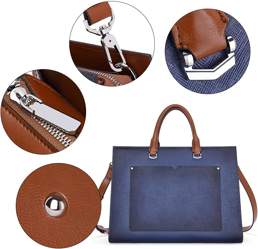 CLUCI Leather Briefcase for Women Laptop 15.6 Inch Professional Business Work Ladies Computer Handbag Shoulder Bag