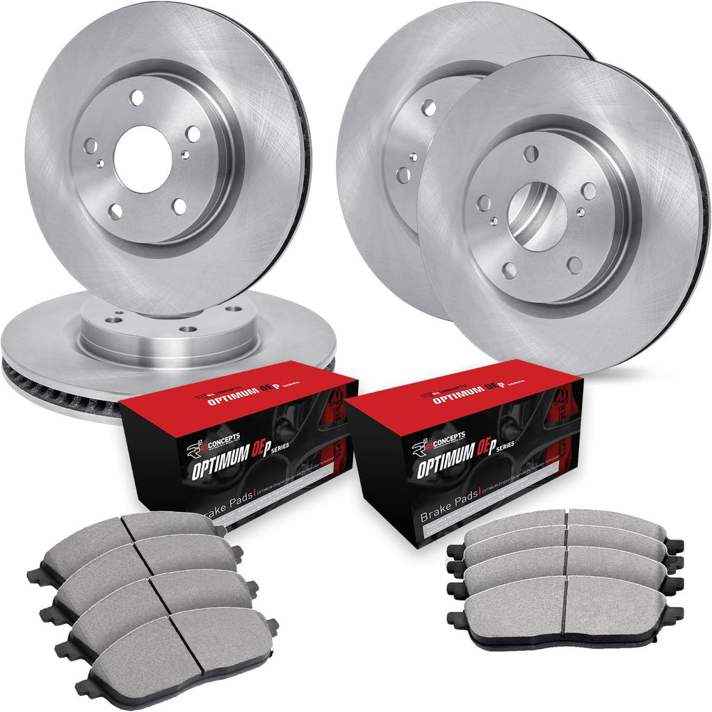 R1 Concepts Front and Rear Brake Kit Fits 2010-2017 Lexus LS460 Rear Wheel Drive without Sport Package| Optimum Oep Brake Pads and Blank Brake Rotors| 13.2' Front & 12.4' Rear