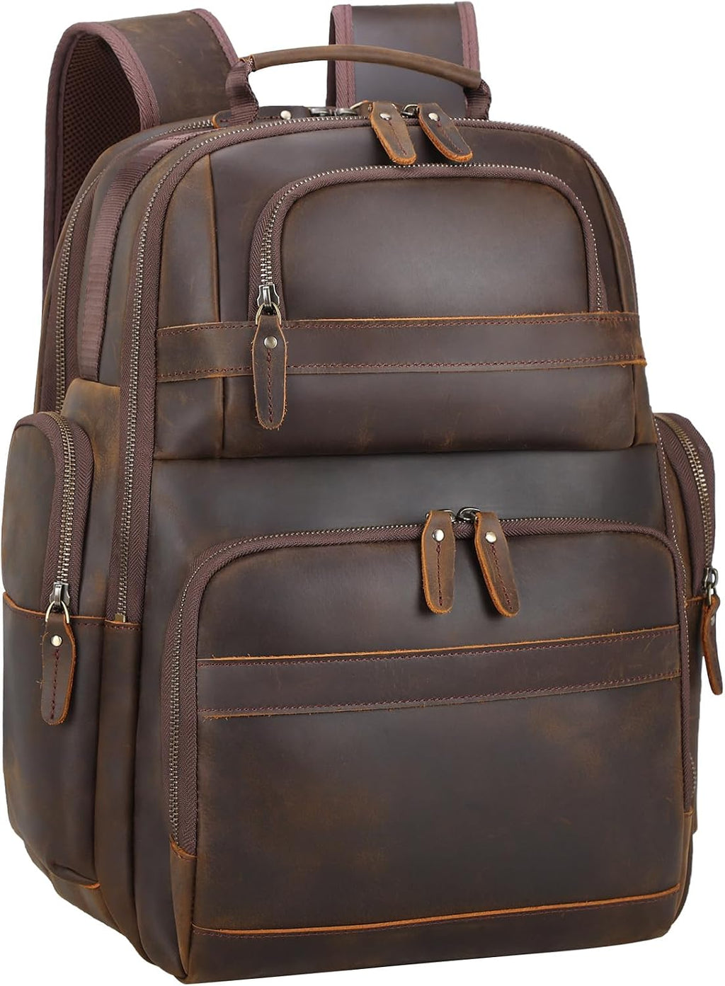 TIDING Men's Vintage Leather Backpack 15.6' Laptop Bag Large Capacity Business Travel Hiking Shoulder Daypacks