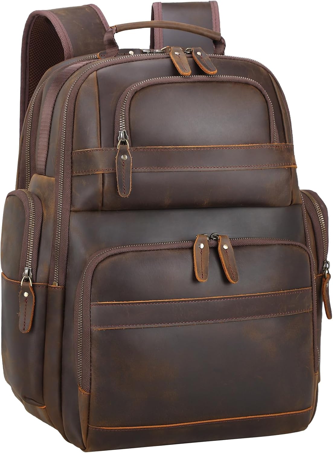 TIDING Men's Vintage Leather Backpack 15.6' Laptop Bag Large Capacity Business Travel Hiking Shoulder Daypacks